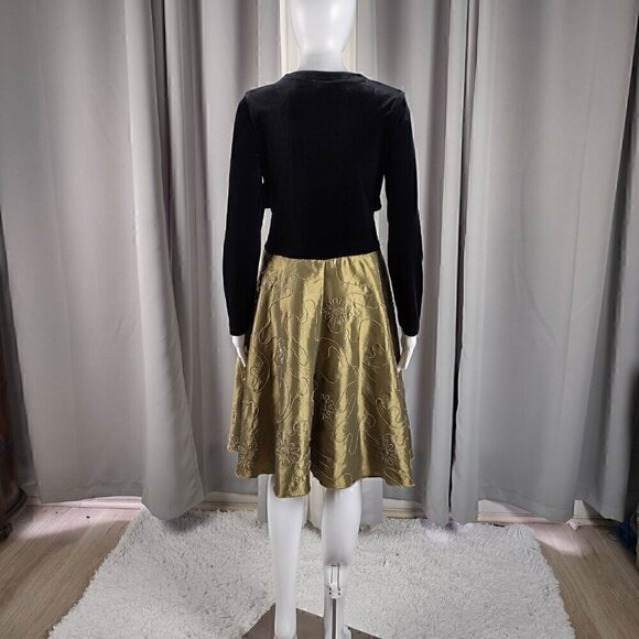 Amy's Closet Young Adult Black Gold Velvet Top, Faux Sweater Satin Dress Size 16 - Picture 3 of 10
